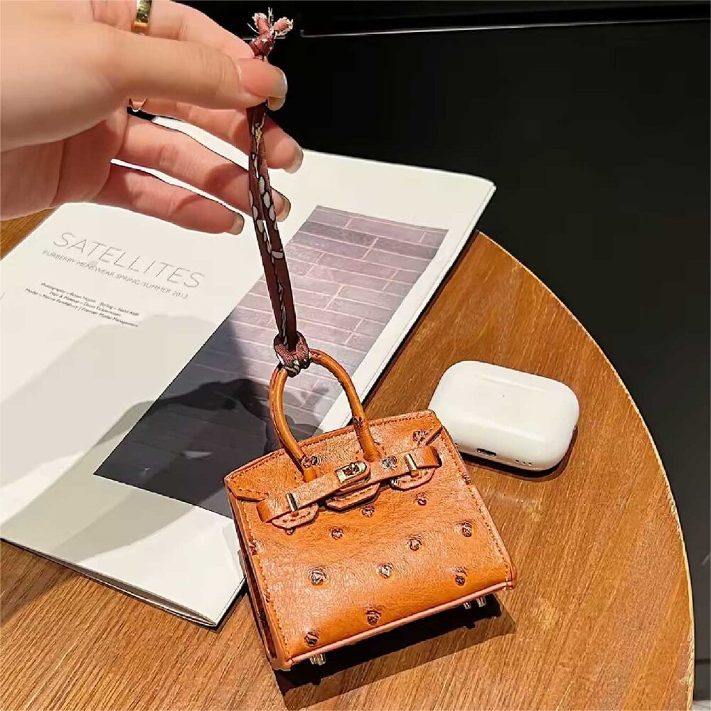 Mini Tote, Bag Charm, Coin Purse, Headphones Holder - BROWN